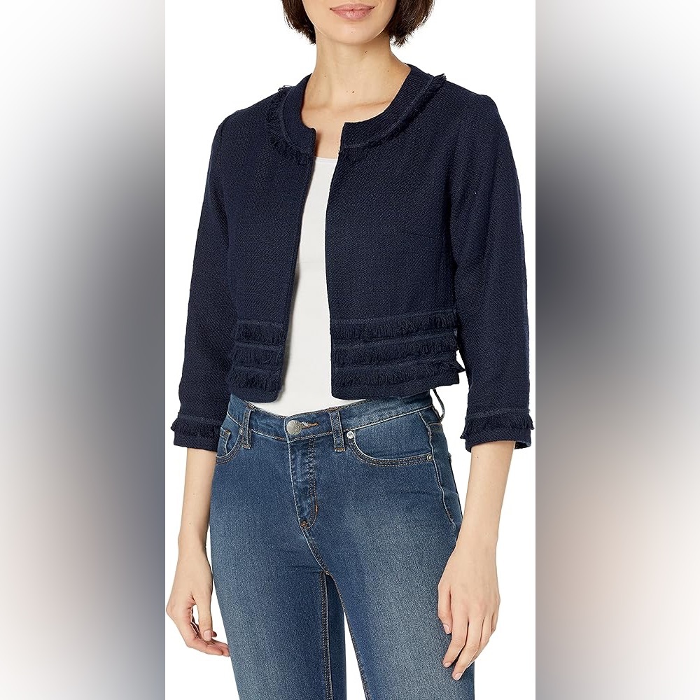 Karl Lagerfeld Navy Blue Textured Blazer
